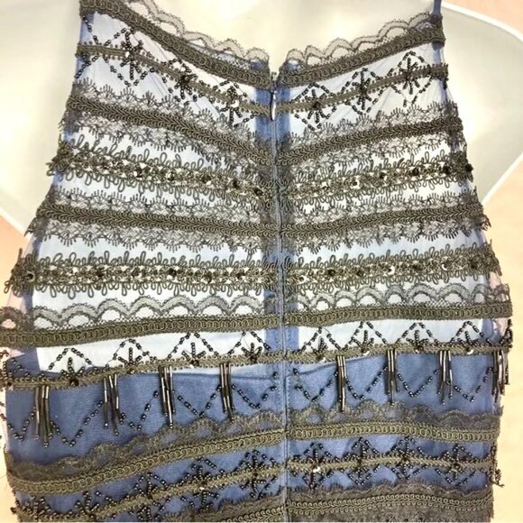 Aidan Mattox Blue Beaded Lace Halter Mini Dress NWT Size 4 New Years Eve Party - Picture 2 of 9